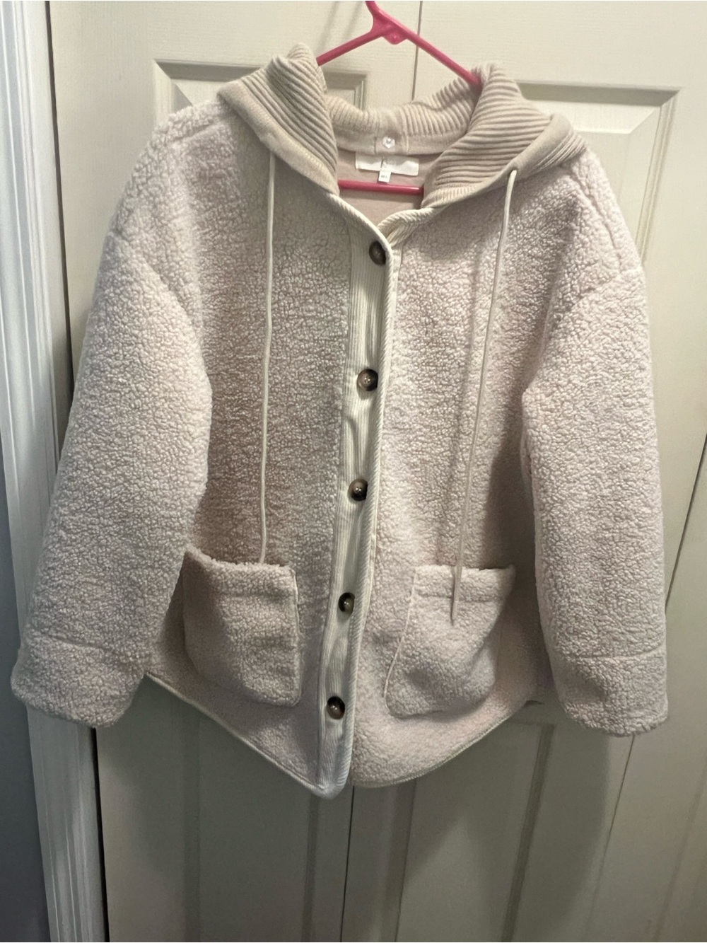 Cozy Sherpa Hooded Jacket - Cream